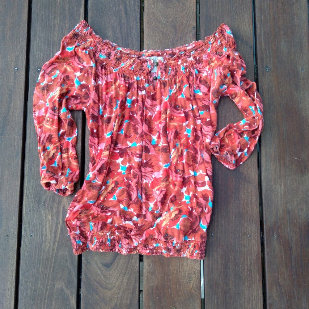 Lucky Brand Red Flower Top